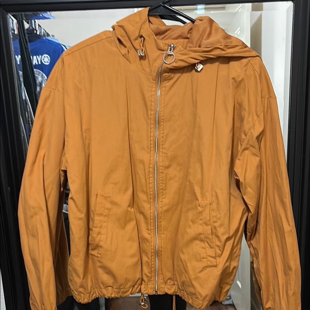 Forever 21 Orange Windbreaker with Hood and Sporty Design